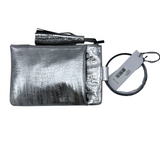 THACKER NWT$128 WRISTLET HANDBAG SILVER