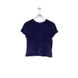 RET$253 SEQUIN SHORT SLEEVE DESIGNER TOP BLUE MEDIUM