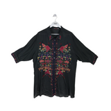 JOHNNY WAS EMBROIDERED LONG SLEEVE DESIGNER BLOUSE GREY XXL