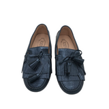 LOAFER METALLIC TASSEL DESIGNER SHOES BLUE 38