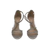 PELLE MODA HEEL GLITTER SANDAL SHOES SILVER 9M