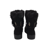 JOHNNY WAS EMBROIDERED LACE UP DESIGNER BOOTS BLACK RED 7M