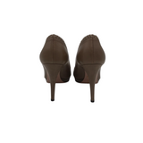 PRADA "FUMO" CALFSKIN LEATHER PUMPS LUXE SHOES TAUPE 39