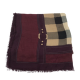 BURBERRY EXPLODED CHECK SCARF LUXE ACCESSORIES BURGUNDY/TAUPE