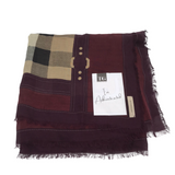 BURBERRY EXPLODED CHECK SCARF LUXE ACCESSORIES BURGUNDY/TAUPE