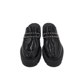 STUART WEITZMAN RET$352 CHUNKY MULE PEARLS DESIGNER SHOES BLACK 7B