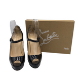 CHRISTIAN LOUBOUTIN "BANA 140" PATENT LUXE SHOES BLACK 38