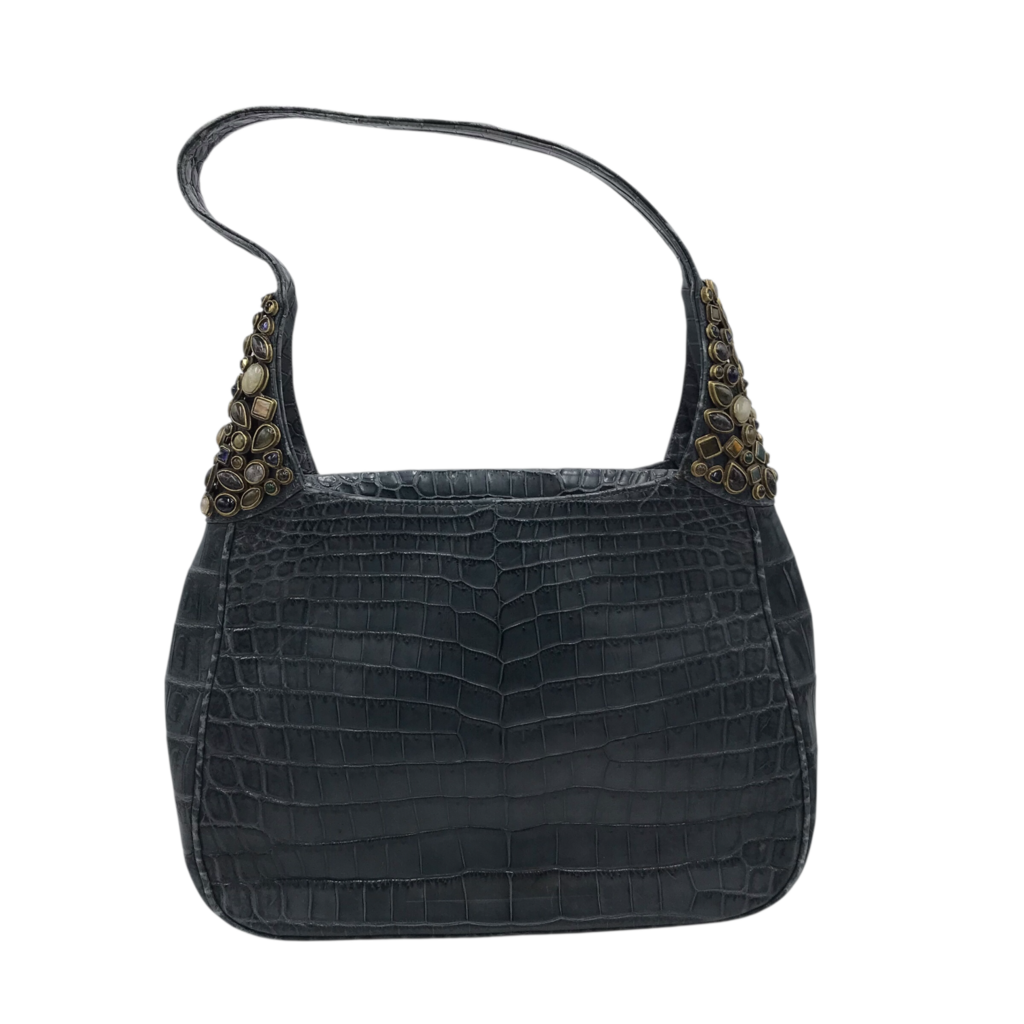 DARBY SCOTT RET $9000 ALLIGATOR LUXE HANDBAG BLUE