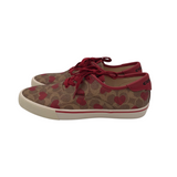 COACH MONOGRAM W/HEARTS SNEAKER DESIGNER SHOES BROWN RED 10B