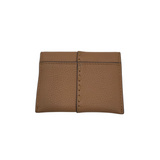 TORY BURCH LOGO BIFOLD MINI WALLET TAN