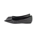 RET$179 RHINESTONE FLAT SHOES BLACK SILVER 38