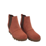 SOREL RET$220 SUEDE WEDGE CHELSEA BOOTS CORAL BROWN 9