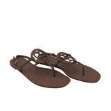 COACH RET$150 LOGO LEATHER FLAT SANDAL SHOES BROWN 8.5