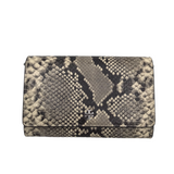 TORY BURCH "ROBINSON" PYTHON EMBOSSED CROSSBODY HANDBAG GRAY BLACK