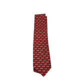 HERMES SILK TIGER/MONKEY MEN TIE RED