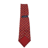 HERMES SILK TIGER/MONKEY MEN TIE RED