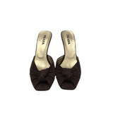 PRADA VINTAGE SUEDE KNOTTED KITTEN HEEL LUXE SHOES BROWN 36