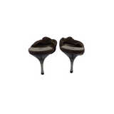 PRADA VINTAGE SUEDE KNOTTED KITTEN HEEL LUXE SHOES BROWN 36