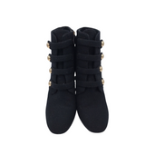 TORY BURCH TWEED STRAPPY BOOTY DESIGNER BOOTS BLACK 10M