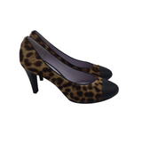 JOHNSTON & MURPHY CALF HAIR PUMP SHOES BLACK BROWN 7M