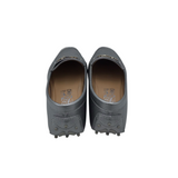 SALVATORE FERRAGAMO LEATHER LOAFERS DESIGNER SHOES SILVER 7.5M