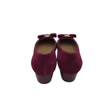 SALVATORE FERRAGAMO SUEDE BOW HEEL DESIGNER SHOES MAROON 7.5B