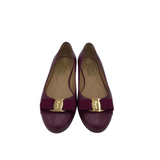 SALVATORE FERRAGAMO BOW FLATS DESIGNER SHOES MAROON 7.5B