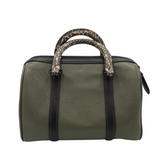 COACH RET$450 SMALL SNAKESKIN DETAIL HANDBAG OLIVE CREAM