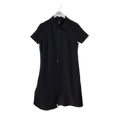 RET$495 ZIP SHORT SLEEVE DESIGNER DRESS BLACK LARGE