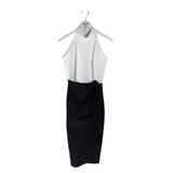 CHIARA BONI RET$750 HALTER RUFFLE DESIGNER DRESS WHITE BLACK 44
