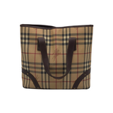 BURBERRY VINTAGE NOVA CHECK HAYMARKET TOTE LUXE HANDBAG BROWN/BEIGE