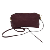 BURBERRY LEATHER CHECK EMBOSSED CROSSBODY LUXE HANDBAG BURGUNDY