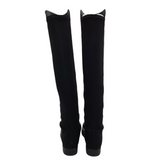 STUART WEITZMAN SHIMMER LEATHER KNEE DESIGNER BOOTS SILVER BLACK 6.5
