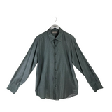 ERMENEGILDO ZEGNA PRINT LONG SLEEVE MEN SHIRT SAGE WHITE XLARGE