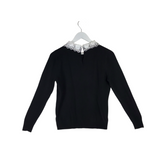 SIONI NWT LACE EMBELLISHED COLLAR LONG SLEEVE SWEATER BLACK WHITE MEDIUM