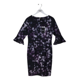 DKNY NWT$129 FLORAL FLARE SLEEVE DRESS BLACK PURPLE 8