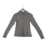 VINCE RIBBED LONG SLEEVE DESIGNER SWEATER GRAY MEDIUM