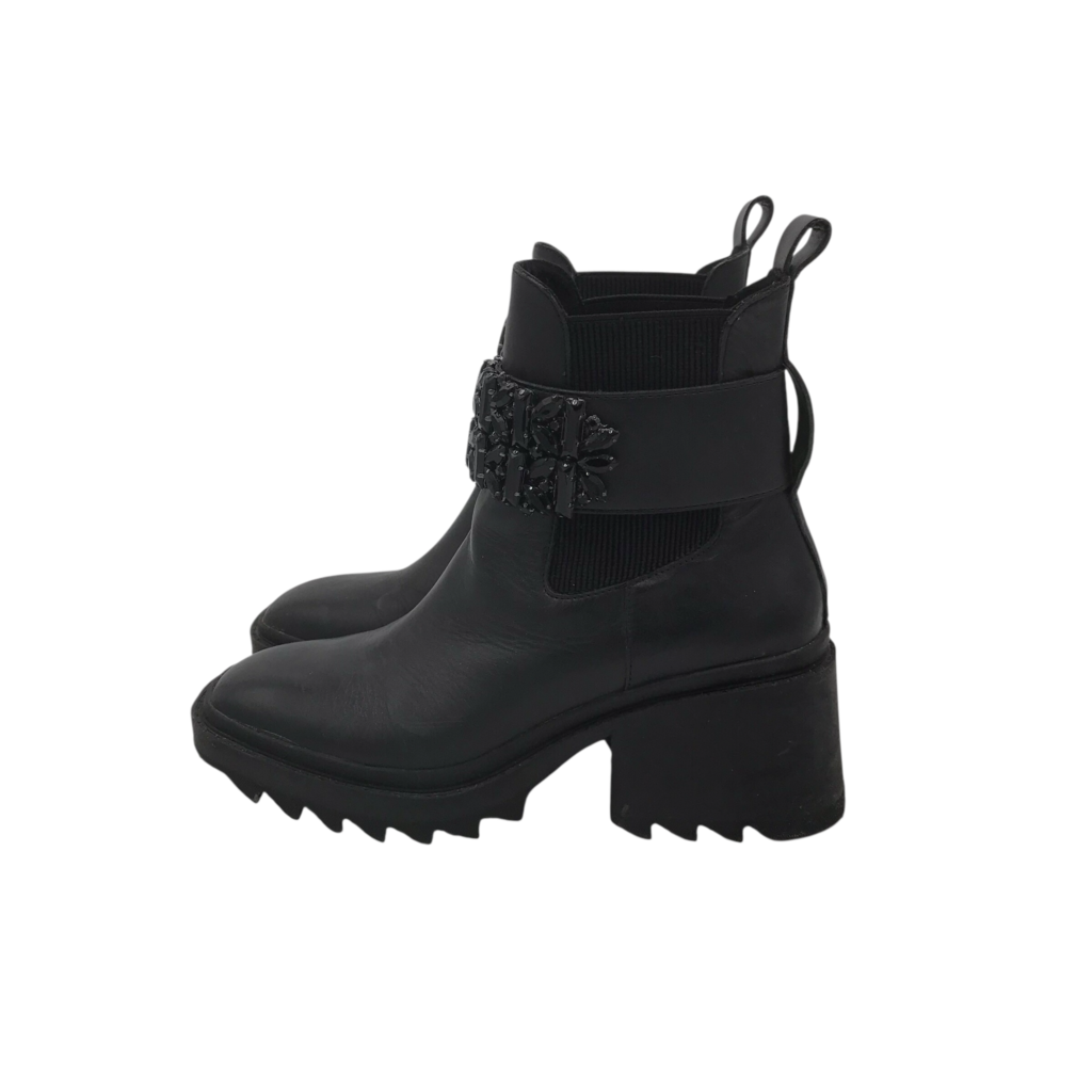 KARL LAGERFELD PARIS BEADED ANKLE BOOTS BLACK 7M