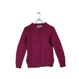 100% MERINO WOOL CARDIGAN MAGENTA SMALL