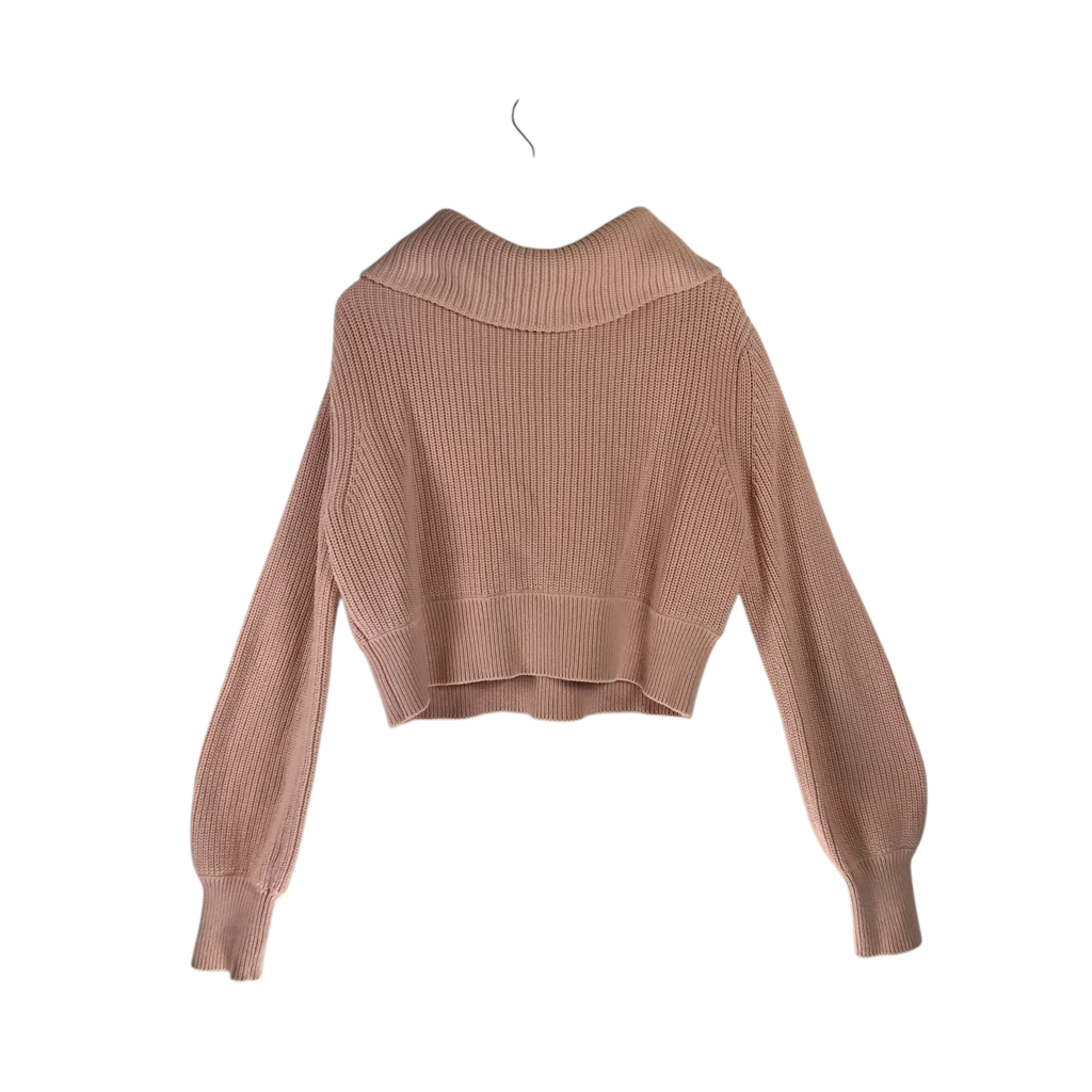 VARLEY HALF ZIP COTTON SWEATER PINK SMALL