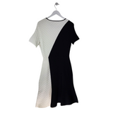 SHOSHANNA RET$405 KNIT SHORT SLEEVE DESIGNER DRESS WHITE BLACK LARGE