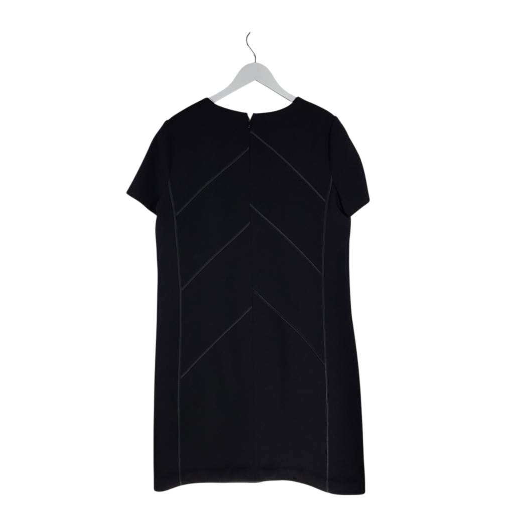 LAFAYETTE 148 100% WOOL SHORT SLEEVE DESIGNER DRESS BLACK LARGE