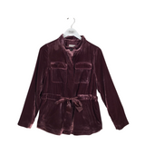LOFT RET$150 VELVET UTILITY JACKET MAROON XSMALL