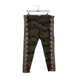 JOHNNY WAS CAMO EMBROIDERED LEGGINGS DESIGNER PANT OLIVE CREAM XLARGE