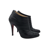 CHRISTIAN LOUBOUTIN ORNIRON 100 SETA CALF LEATHER LUXE BOOTS BLACK 37.5