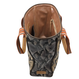 CONSUELA PYTHON PRINT TOTE HANDBAG CREME BLACK