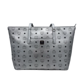 MCM "ANYA" TOP ZIP TOTE LUXE HANDBAG SILVER