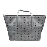 MCM "ANYA" TOP ZIP TOTE LUXE HANDBAG SILVER