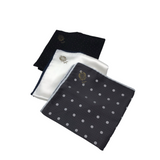 BIJAN POCKET SQUARE POLKA DOTS MEN ACCESSORIES GRAY WHITE