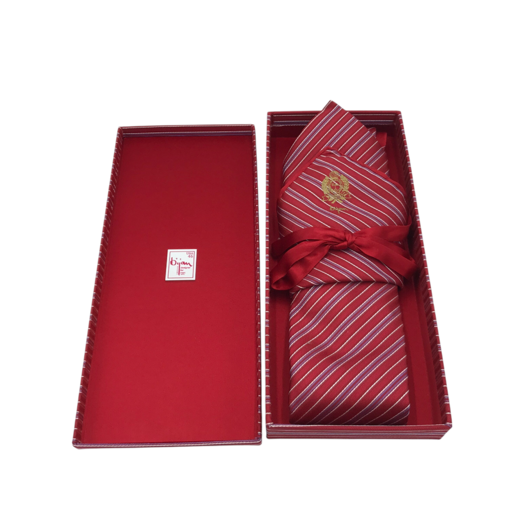 BIJAN 2PC SILK TIE/POCKET SQUARE MEN TIE RED BLUE